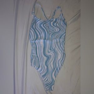 Shien wave print one piece bathing suit